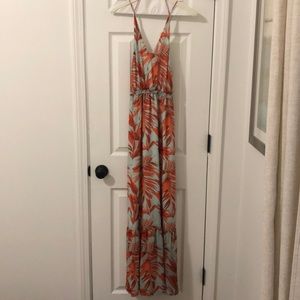 Orange palm print maxi dress